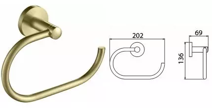 Полотенцедержатель «Timo» Saona 13050/17 на стену матовое золото