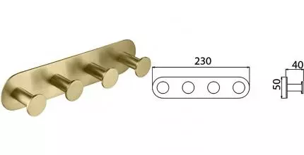 Планка с крючками «Timo» Saona 13015/17 на стену матовое золото