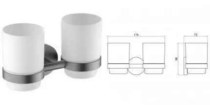 Двойной стакан для зубных щёток «Timo» Saona 13034/18 на стену чёрное золото
