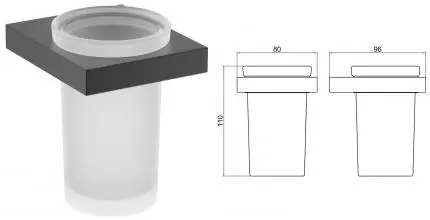 Стакан для зубных щёток «Timo» Petruma 15233/03 на стену чёрный матовый