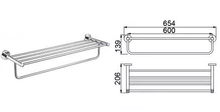 Полотенцедержатель с полкой «Timo» Saona 13058/00 на стену хром