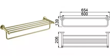 Полотенцедержатель с полкой «Timo» Saona 13058/17 на стену матовое золото