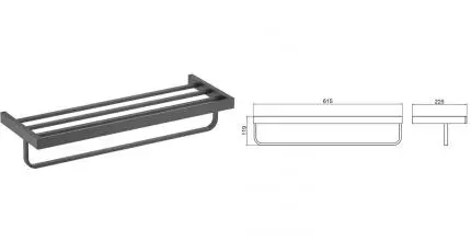 Полотенцедержатель с полкой «Timo» Petruma 15258/03 на стену чёрный матовый Полотенцедержатель с полкой «Timo» Petruma 15258/03 на стену чёрный матовый