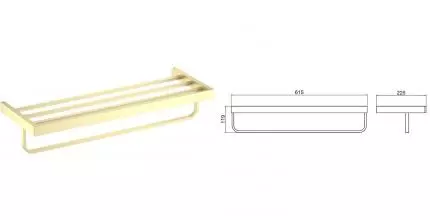 Полотенцедержатель с полкой «Timo» Petruma 15258/17 на стену матовое золото Полотенцедержатель с полкой «Timo» Petruma 15258/17 на стену матовое золото