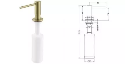 Встраиваемый дозатор для мыла «Timo» Saona 13139/17 матовое золото