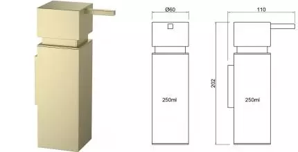 Дозатор для мыла «Timo» Selene 43039/17 на стену матовое золото
