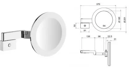 Косметическое зеркало «Timo» Selene 15276/00 на стену хром