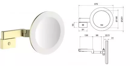 Косметическое зеркало «Timo» Selene 15276/17 на стену матовое золото Косметическое зеркало «Timo» Selene 15276/17 на стену матовое золото