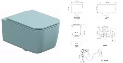 Подвесной унитаз безободковый «GSG» Brio BRWCSO037 Ice Matt с сиденьем дюропласт с микролифтом Подвесной унитаз безободковый «GSG» Brio BRWCSO037 Ice Matt с сиденьем дюропласт с микролифтом