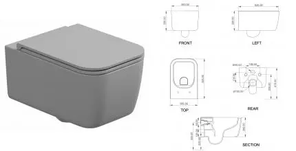 Подвесной унитаз безободковый «GSG» Brio BRWCSO033 Perla Matt с сиденьем дюропласт с микролифтом Подвесной унитаз безободковый «GSG» Brio BRWCSO033 Perla Matt с сиденьем дюропласт с микролифтом