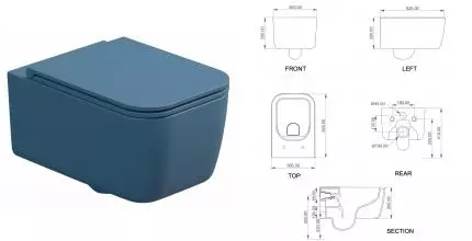 Подвесной унитаз безободковый «GSG» Brio BRWCSO027 Denim Matt с сиденьем дюропласт с микролифтом Подвесной унитаз безободковый «GSG» Brio BRWCSO027 Denim Matt с сиденьем дюропласт с микролифтом