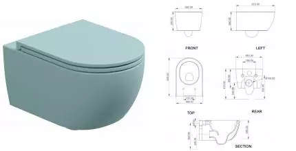 Подвесной унитаз безободковый «GSG» Like LKWCSO037 (Smart Clean) Ice Matt с сиденьем дюропласт с микролифтом