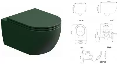 Подвесной унитаз безободковый «GSG» Like LKWCSO036 (Smart Clean) Smeraldo Matt с сиденьем дюропласт с микролифтом Подвесной унитаз безободковый «GSG» Like LKWCSO036 (Smart Clean) Smeraldo Matt с сиденьем дюропласт с микролифтом