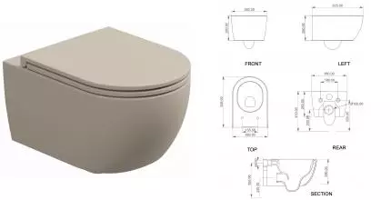 Подвесной унитаз безободковый «GSG» Like LKWCSO034 (Smart Clean) Sabbia Matt с сиденьем дюропласт с микролифтом Подвесной унитаз безободковый «GSG» Like LKWCSO034 (Smart Clean) Sabbia Matt с сиденьем дюропласт с микролифтом