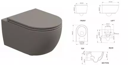 Подвесной унитаз безободковый «GSG» Like LKWCSO030 (Smart Clean) Cashmere Matt с сиденьем дюропласт с микролифтом