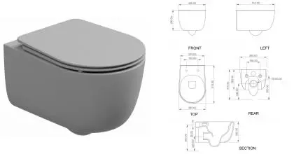 Подвесной унитаз безободковый «GSG» Hit! HIWCSO033 (Smart Clean) Perla Matt с сиденьем дюропласт с микролифтом Подвесной унитаз безободковый «GSG» Hit! HIWCSO033 (Smart Clean) Perla Matt с сиденьем дюропласт с микролифтом