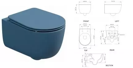 Подвесной унитаз безободковый «GSG» Hit! HIWCSO027 (Smart Clean) Denim Matt с сиденьем дюропласт с микролифтом Подвесной унитаз безободковый «GSG» Hit! HIWCSO027 (Smart Clean) Denim Matt с сиденьем дюропласт с микролифтом
