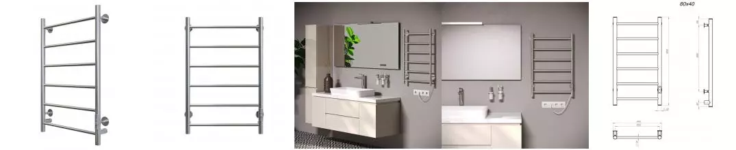 Электрический полотенцесушитель «Aringa» Честер 40/80 AR03036CH хром правый