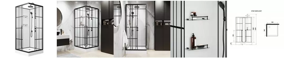 Душевая кабина «Niagara» Standart ST90/15QR/KL/BKT 90/90 низкий поддон прозрачная с рисунком клетка/белая без крыши правая Душевая кабина «Niagara» Standart ST90/15QR/KL/BKT 90/90 низкий поддон прозрачная с рисунком клетка/белая без крыши правая