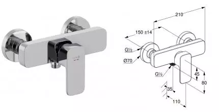 Смеситель для душа «Kludi» Renon 428310575 хром