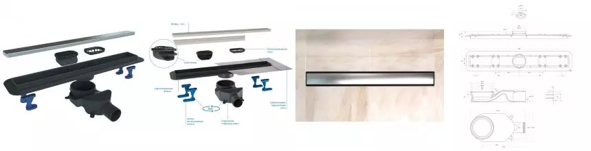 Душевой лоток «Belbagno» Luce 70 BB-LD-LUCE-70-CR боковой выпуск матовый хром/под плитку 