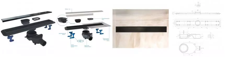Душевой лоток «Belbagno» Luce 80 BB-LD-LUCE-80-NERO боковой выпуск чёрный матовый/под плитку Душевой лоток «Belbagno» Luce 80 BB-LD-LUCE-80-NERO боковой выпуск чёрный матовый/под плитку