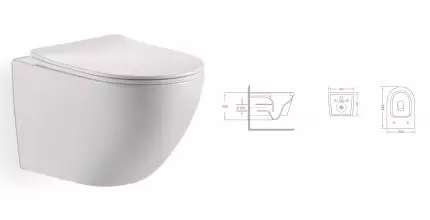 Подвесной унитаз безободковый «Belbagno» Uno-Tor BB5177CH-TOR/SC с горизонтальным выпуском белый с сиденьем дюропласт с микролифтом белое Подвесной унитаз безободковый «Belbagno» Uno-Tor BB5177CH-TOR/SC с горизонтальным выпуском белый с сиденьем дюропласт с микролифтом белое