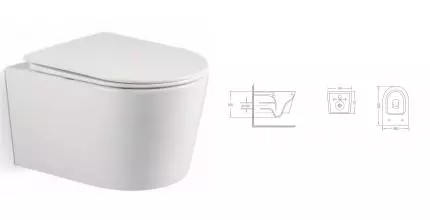 Подвесной унитаз безободковый «Belbagno» Tre-Tor BB5180CH-TOR/SC с горизонтальным выпуском белый с сиденьем дюропласт с микролифтом белое Подвесной унитаз безободковый «Belbagno» Tre-Tor BB5180CH-TOR/SC с горизонтальным выпуском белый с сиденьем дюропласт с микролифтом белое