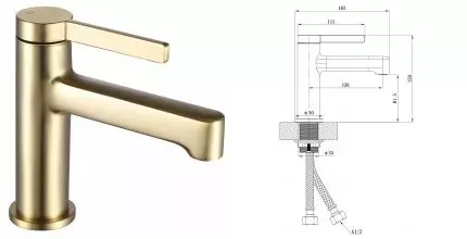 Смеситель для раковины «ESKO» Sochi Gold SC26Gold золото Смеситель для раковины «ESKO» Sochi Gold SC26Gold золото