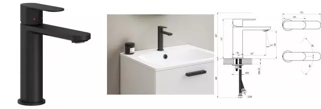 Смеситель для раковины «Ravak» Chrome II CR II 014.20BL чёрный Смеситель для раковины «Ravak» Chrome II CR II 014.20BL чёрный