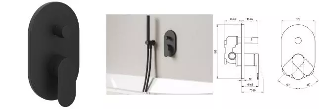 Внешняя часть смесителя «Ravak» Chrome II CR II 065.20BL.O2 чёрная Внешняя часть смесителя «Ravak» Chrome II CR II 065.20BL.O2 чёрная