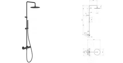 Душевая система «Ravak» Espirit ES 091.20BLM с термостатом чёрный матовый Душевая система «Ravak» Espirit ES 091.20BLM с термостатом чёрный матовый