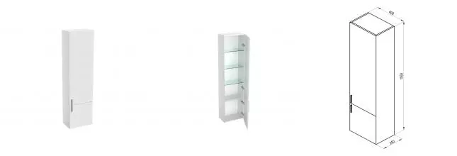 Пенал «Ravak» SB Clear II 40 R подвесной белый глянец правый