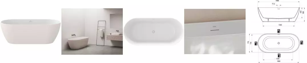 Ванна акриловая «Ravak» Freedom O Tec 170/77 слив-перелив белый с ножками с сифоном белая/розовая