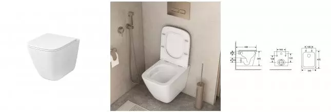 Подвесной унитаз безободковый «Grossman» GR-4479SQC с сиденьем дюропласт с микролифтом