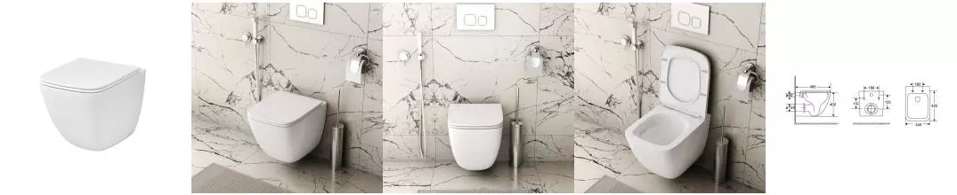 Подвесной унитаз безободковый «Grossman» GR-4497SQC с сиденьем дюропласт с микролифтом