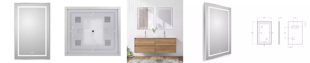 Зеркало «Belbagno» SPC-KRAFT-500-800-SENS-AL с сенсорным выключателем с подсветкой Зеркало «Belbagno» SPC-KRAFT-500-800-SENS-AL с сенсорным выключателем с подсветкой