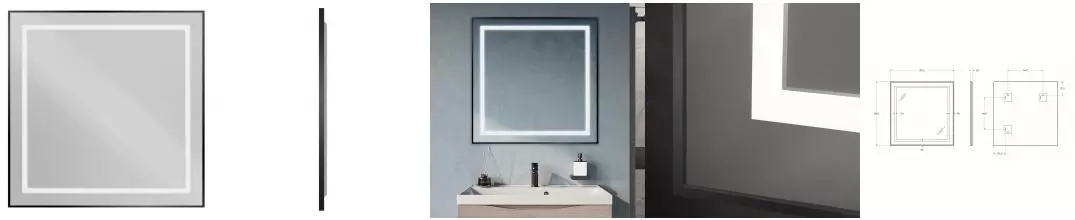 Зеркало «Belbagno» SPC-KRAFT-800-800-SENS-NERO с сенсорным выключателем с подсветкой чёрное Зеркало «Belbagno» SPC-KRAFT-800-800-SENS-NERO с сенсорным выключателем с подсветкой чёрное