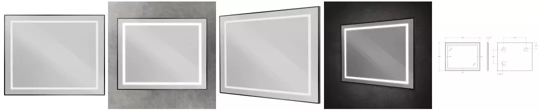 Зеркало «Belbagno» SPC-KRAFT-1000-800-SENS-NERO с сенсорным выключателем с подсветкой чёрное Зеркало «Belbagno» SPC-KRAFT-1000-800-SENS-NERO с сенсорным выключателем с подсветкой чёрное