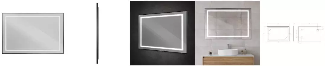 Зеркало «Belbagno» SPC-KRAFT-1200-800-SENS-NERO с сенсорным выключателем с подсветкой чёрное Зеркало «Belbagno» SPC-KRAFT-1200-800-SENS-NERO с сенсорным выключателем с подсветкой чёрное