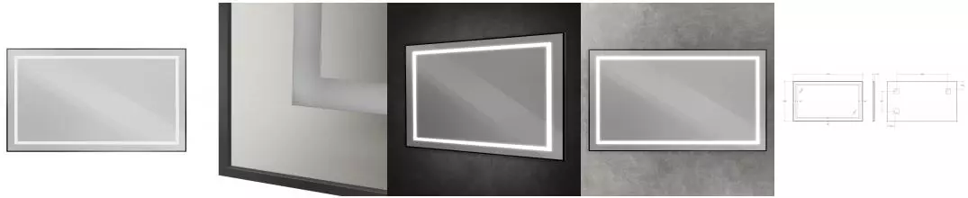Зеркало «Belbagno» SPC-KRAFT-1400-800-SENS-NERO с сенсорным выключателем с подсветкой чёрное Зеркало «Belbagno» SPC-KRAFT-1400-800-SENS-NERO с сенсорным выключателем с подсветкой чёрное
