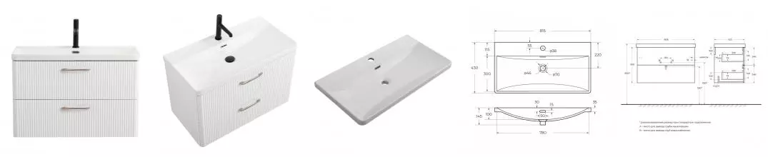 Тумба с раковиной «Belbagno» Due 80 (BB-8076-3-80) подвесная Bianco Lucido Тумба с раковиной «Belbagno» Due 80 (BB-8076-3-80) подвесная Bianco Lucido