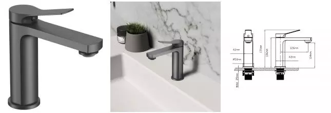 Смеситель для раковины «Vincea» Arco VBF-4AR01GM вороненая сталь