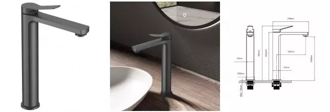 Смеситель для раковины «Vincea» Arco VBF-4AR02GM вороненая сталь