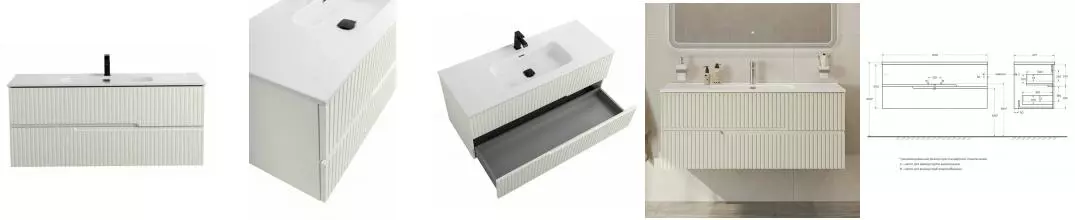 Тумба с раковиной «Cezares» Duet-N 120 (CZR-8095-120) подвесная Альпака Брашированная