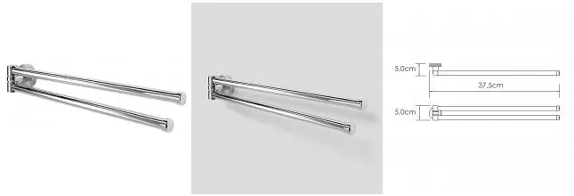 Полотенцедержатель двойной поворотный «WasserKRAFT» Mosel K-46631 на стену хром