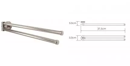 Полотенцедержатель двойной поворотный «WasserKRAFT» Tauber K-64431 на стену никель