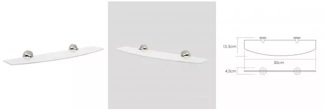 Полка к зеркалу «WasserKRAFT» Tauber K-64424 на стену никель