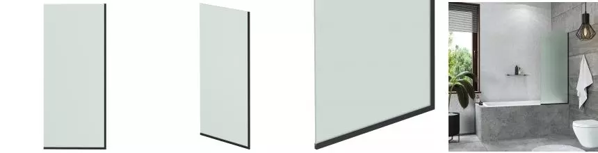 Шторка на ванну стеклянная «Mebelvann» Ben 403 70/140 матовая/чёрная универсальная