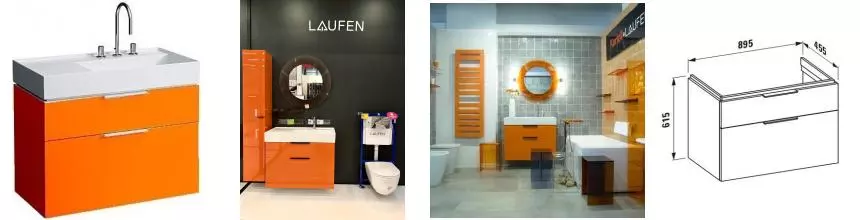 Уценка, Тумба под раковину «Laufen» Kartell by laufen 406702 90 подвесная глянцевый оранжевый